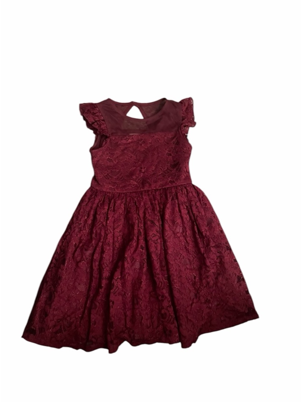 Girls' Burgundy Lace Party Dress